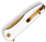 TRIVISA Hummingbird-WG Linerlock White G10 Folding 14C28N Pocket Knife M07WG14