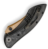 TRIVISA Rhino Framelock Carbon Fiber & Black Titanium Folding Rose Gold M390 Knife M08RGM