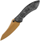 TRIVISA Rhino Framelock Carbon Fiber & Black Titanium Folding Rose Gold M390 Knife M08RGM