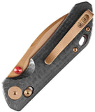 TRIVISA Otter-CG Crossbar Lock Carbon Fiber Pattern G10 Folding Rose Gold 14C28N Pocket Knife JM14CG14