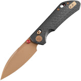 TRIVISA Otter-CG Crossbar Lock Carbon Fiber Pattern G10 Folding Rose Gold 14C28N Pocket Knife JM14CG14