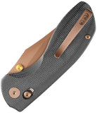TRIVISA Hippo-BM Crossbar Lock Black Micarta Folding Rose Gold 14C28N Pocket Knife JM15BM14