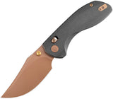 TRIVISA Hippo-BM Crossbar Lock Black Micarta Folding Rose Gold 14C28N Pocket Knife JM15BM14