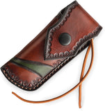 TRIVISA Puppis-02G Linerlock Green Ox Bone Folding Damascus Pocket Knife S02GBDP