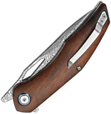 TRIVISA Taurus-01I Linerlock Ironwood Folding Damascus Pocket Knife Y04IWD