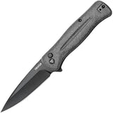 TRIVISA Dor-04BA Button Lock Black Micarta Folding 14C28N Drop Pt Pocket Knife Y09BM14C