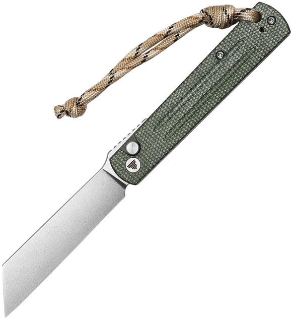 TRIVISA Hydra Button Lock Green Micarta Folding 10Cr15CoMoV Pocket Knife Y11GM10