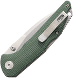 TRIVISA Arae-04G Lockback Green Micarta Folding 14C28N Pocket Knife Y27GM14