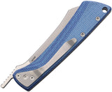TRIVISA Norma-04L Linerlock Blue Micarta Folding 14C28N Pocket Knife D01LM14