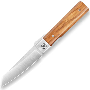TRIVISA Dolphin-FO Linerlock Olive Wood Folding 14C28N Reverse Tanto Knife YZ04FGL