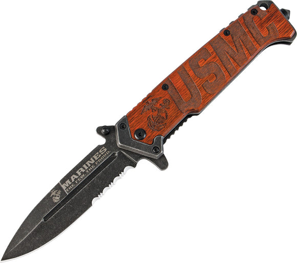 United Cutlery USMC Combat Warrior Folder A/O Black Folding Blade Knife 3134