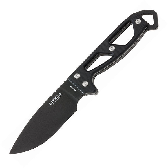 Utica Stealth II Black Micarta 1095HC Steel Fixed Blade Knife 11UTKN2