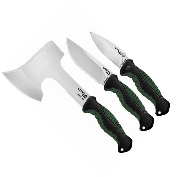 Utica Campsite Combo Black & Green Polymer 8Cr13MoV Fixed Blade Knife 911703CP