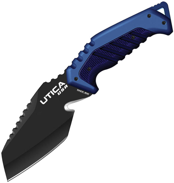 Utica Fishtail Black & Blue Polymer 8Cr13MoV Steel Fixed Blade Knife 917082CP