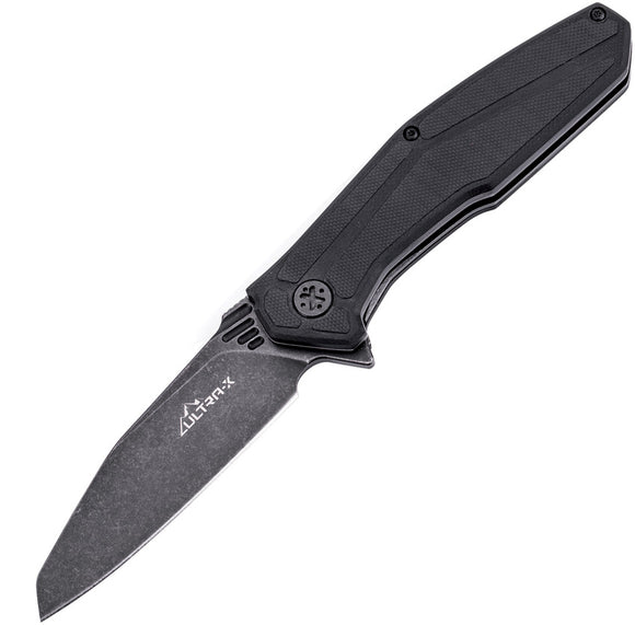 Ultra-X Omen Linerlock Black G10 Folding AUS-8 Stonewash Pocket Knife 212E