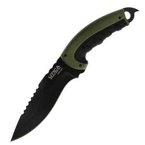 Utica Timber Tamer III Black & Green 8Cr13 Fixed Blade Knife w/ Sheath 911307CP