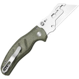 Kizer Cutlery Sheepdog C01C Utility 2 Button Lock Green Micarta Folding 5Cr15MoV Knife 348829JNA1