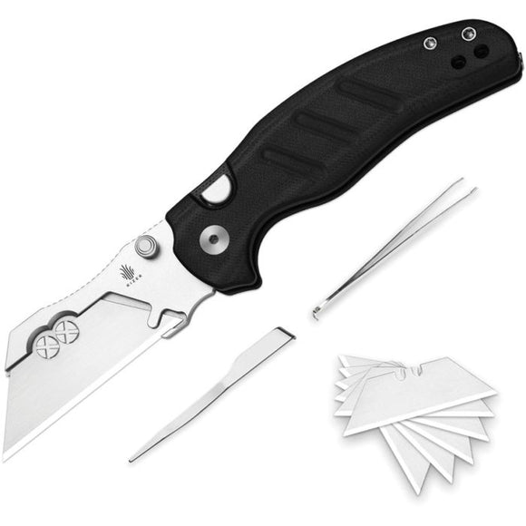 Kizer Cutlery Sheepdog C01C Utility 1 Button Lock Black G10 Folding 5Cr15MoV Knife 348829JSA3
