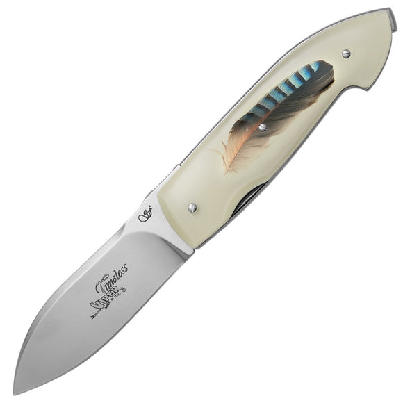 Viper Timeless Feather Linerlock Resin & Jay Feather Folding N690 Pocket Knife 5400INGH