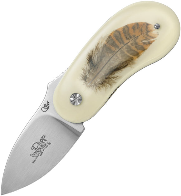 Viper Drop Feather Linerlock Resin & Woodcock Feather Folding Nitro-B Pocket Knife 5700INBC