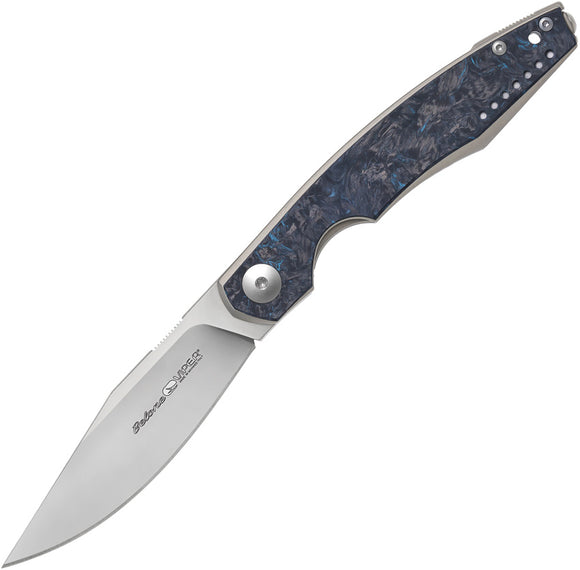 Viper Belone Linerlock Blue Carbon Fiber & Titanium Folding M390 Knife 5970TIFCB