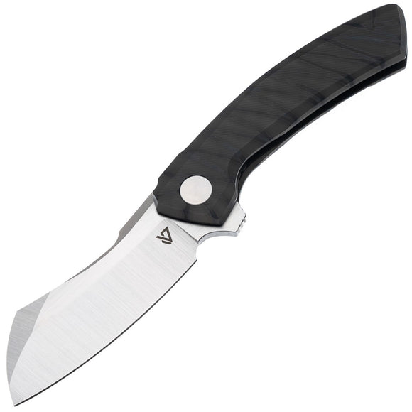 Vanguard Mini Cleaver Framelock Flame Titanium Folding Satin Bohler M390 Pocket Knife G016