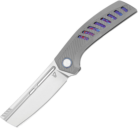 Vanguard Nakiri Framelock Gray Titanium & Timascus Folding Stonewash M390 Knife G036