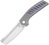 Vanguard Nakiri Framelock Gray Titanium & Timascus Folding Stonewash M390 Knife G036