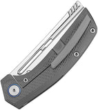 Vanguard Nakiri Framelock Gray Titanium & Timascus Folding M390 Knife G038