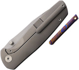Vanguard ESOX Framelock Gray Titanium Folding Bohler M390 Pocket Knife G043