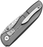 Vanguard Cheetah Integral Framelock Gray Titanium Folding Damascus Pocket Knife G051