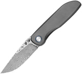 Vanguard Cheetah Integral Framelock Gray Titanium Folding Damascus Pocket Knife G051