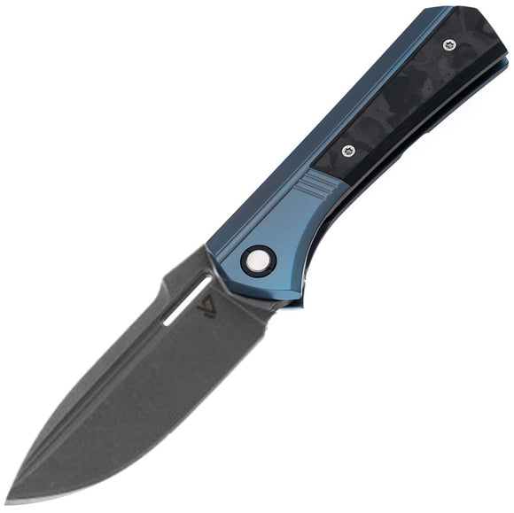 Vanguard Continuum Framelock Blue Titanium & Carbon Fiber Folding Bohler M390 Knife CONTBLCF