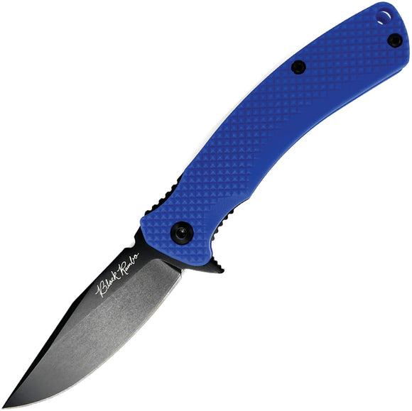 V NIVES Black Rambo Shorty Linerlock Blue FRN Folding 420HC Pocket Knife 33FPBBL