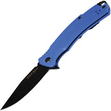 V NIVES Black Rambo Shorty Pro Linerlock Blue G10 Folding D2 Steel Pocket Knife 33GPBBL