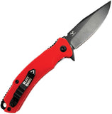 V NIVES Black Rambo Shorty Pro Linerlock Red G10 Folding D2 Steel Pocket Knife 33GPBR