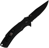 V NIVES Black Rambo Shorty Pro Linerlock Black G10 Folding D2 Steel Serrated Knife 33GPSBBK