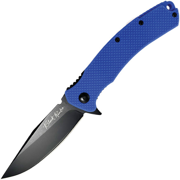 V NIVES Black Rambo Utility Linerlock Blue FRN Folding 420HC Pocket Knife 34FPBBL