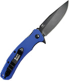 V NIVES Black Rambo Utility Linerlock Blue FRN Folding 420HC Pocket Knife 34FPBBL
