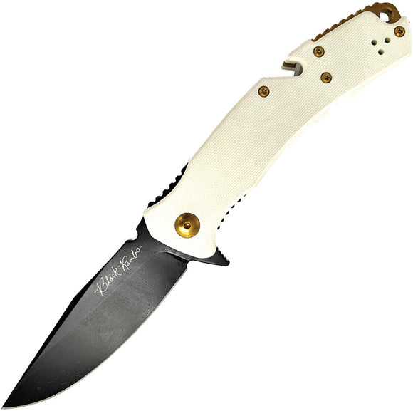 V NIVES Black Rambo Utility Pro Elite Linerlock Ivory G10 Folding 154CM Knife 34GPBW