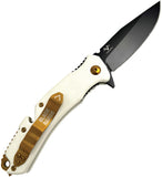 V NIVES Black Rambo Utility Pro Elite Linerlock Ivory G10 Folding 154CM Knife 34GPBW