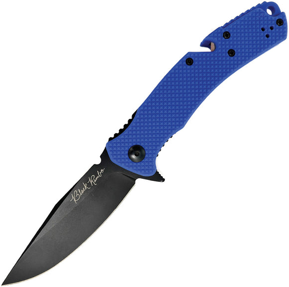V NIVES Black Rambo Utility Pro Linerlock Blue FRN Folding 420HC Pocket Knife 35FPBBL
