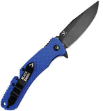 V NIVES Black Rambo Utility Pro Linerlock Blue FRN Folding 420HC Pocket Knife 35FPBBL
