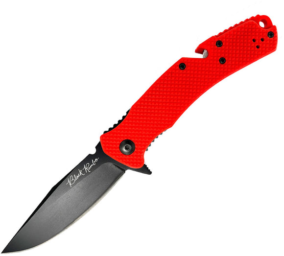 V NIVES Black Rambo Utility Pro Linerlock Red FRN Folding 420HC Pocket Knife 35FPBR