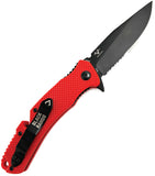V NIVES Black Rambo Utility Pro Linerlock Red FRN Folding 420HC Pocket Knife 35FPBR