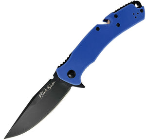 V NIVES Black Rambo Utility Pro Linerlock Blue G10 Folding D2 Steel Pocket Knife 35GPBBL