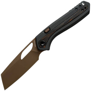 Vosteed Kroc Top Linerlock Black Aluminum & Topo G10 Folding Copper Dune S35VN Knife A1802