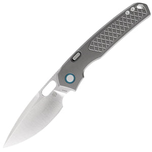 Vosteed Psyop Top Linerlock Gray Textured Titanium Folding Elmax Drop Pt Pocket Knife A2202