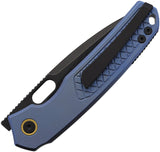 Vosteed Psyop Top Linerlock Blue Textured Titanium Folding Elmax Drop Pt Pocket Knife A2205