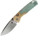 Vosteed Psyop 299 Top Linerlock Teal Micarta & Brass Folding S35VN Pocket Knife A2221